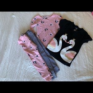 Girls swan pajama set